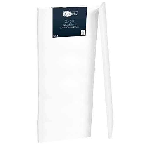 Artina - Châssis entoilé - Toile à Peindre - Akademie - Qualité Fine - Apprêtée 2 Fois - Lot de 5-30x80cm - 280g/m2