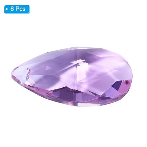 PATIKIL Pendentifs en Cristal K9 en Forme de Gouttes, Lot de 6 Perles de 38 mm pour Pièces de Lustres, Décoration d'Artisanat, Violet Clair
