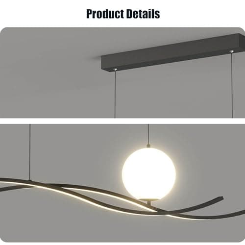 Aleaty lampe à suspension table à manger LED dimmable télécommande lampe à suspension moderne table à manger hauteur de suspension réglable Wave plafonnier (blanc, L100cm)