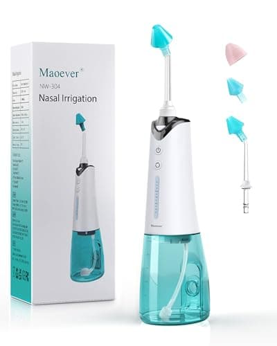 Machine de nettoyage des sinus, machine de rinçage nasal sans fil pour soins nasaux, kit électrique d'irrigation nasale Neti Pot pour adultes et enfants – Livré avec 3 embouts