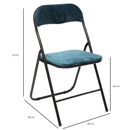 Toilinux.com Lot de 6 Chaises Pliantes Effet Velours - Bleu