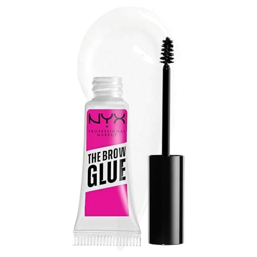 NYX Professional Makeup Colle Fixatrice à Sourcils Teintée, Tenue 16H, Formule Vegan, Fini Naturel, Applicateur Goupillon, The Brow Glue, Lot de 2, Teinte : Transparent (01)