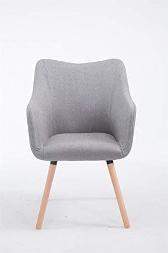 CLP Chaise De Salle A Manger McCoy V2 Tissu avec Accoudoir I Rembourrage Confortable I Fauteuil De Salon Piétement Bois I Chaise Scandinave, Couleur:Gris, Couleur du Cadre:Natura