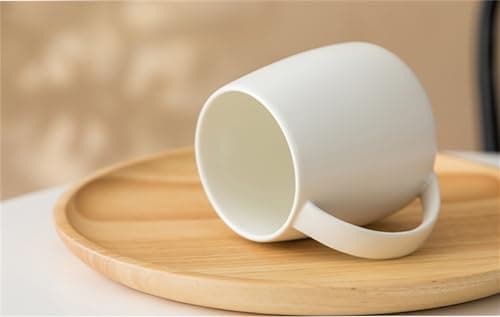 TREEWOO Tasses classiques en céramique de grande capacité 400 ml avec finition mate nordique avec poignée pour la maison, le bureau, hommes et femmes (blanc)