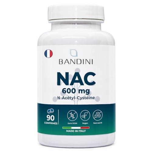 Bandini® NAC N-Acétyl-Cystéine 600 mg - Haute Biodisponibilité - Antioxydant, Synthèse du Glutathion - Soutient le système immunitaire - Sans Additifs - 100% Vegan - 90 Comprimés avec Acetyl Cysteine