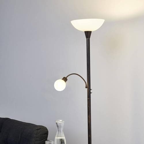 Lindby Lampadaire Elaina (Moderne) en Marron Métal e. a. pour Salon & Salle à manger (à 2 lampes, E27) lampe sur pied de salon lampadaire éclairage indirect