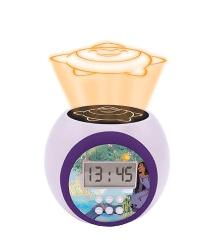 Lexibook, Disney Wish, Réveil-projecteur avec Fonction Alarme et répétition Snooze, veilleuse avec minuterie, écran LCD, à Piles, RL977WI