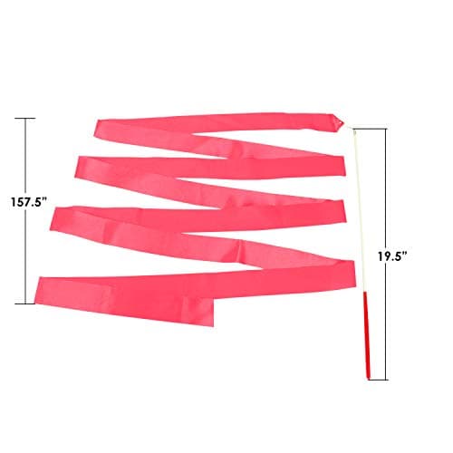 Ruban de gymnastique rythmique rose vif avec bâton de twirling 4 m par Trimming Shop