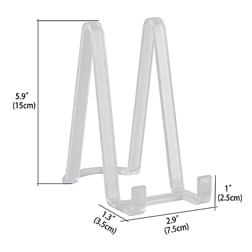Chevalet Support Assiette Decorative - Porte Assiette | Presentoir Cadre Photo Livre de Table- Chevalet Presentation Plastique - 15 cm (6 pièces)