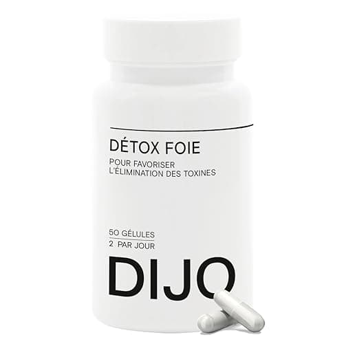 DIJO - Detox Foie - Draineur et Elimination de Toxines - Extrait de Chardon Marie, Romarin, Desmodium et Chrysantellum - 50 Gélules Gastro-Résistantes - Végan - Fabriqué en France