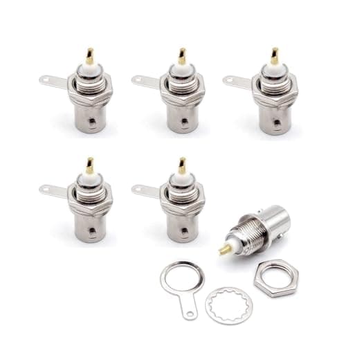 JZK 5X Connecteurs Femelles BNC Prise Femelle à Montage sur Panneau avec poignée de cloison à écrou Adaptateur de sonde Radiale RF BNC pour châssis fiche à souder pour vidéosurveillance