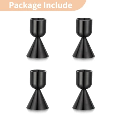 NUPTIO Bougeoir pour Bougies Noir 4 pièces Bougeoirs pour Bougies à Chauffe-Plat Bougeoirs Coniques en Aluminium Centres de Table Décoration de Table Mariage Fête Cheminée Noël