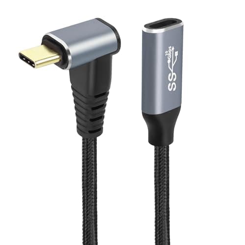 GELRHONR Cable USB C vers USB C 90 Degrés, Type c Male vers Type c Femelle Charge Rapide 100W Transfert de Données 10Gbps Supporte Vidéo 4K@60Hz pour Laptop,Tablet,Steam/Deck,S21/S20 (0.25M/0.8Ft)