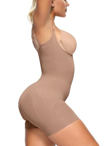 SHAPERX Body Sculptant Femme Gaine Amincissante Ventre Plat Combishort Gainante Minceur Invisible Shapewear Bodysuit, UK-SZ5258-Sienna-L/XL