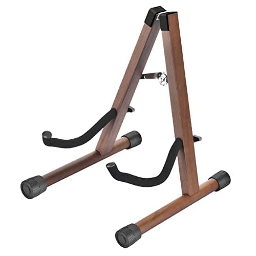 Support Guitare, Support Guitare Electrique en bois avec Caoutchouc Antidérapant et bras en Mousse Souple, Support Guitare Acoustique Portable et Pliable, Facile à Assembler