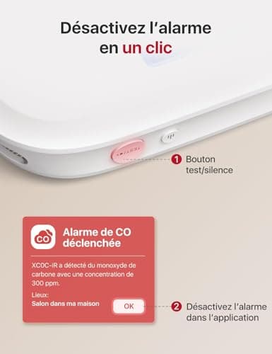 X-Sense Détecteur de Monoxyde de Carbone Connecté, Détecteur de Monoxyde de Carbone Intelligent avec Affichage Numérique LCD, Détecteur de Monoxyde de CO Portable à Emporter Partout, XC0C-iR, Lot de 1