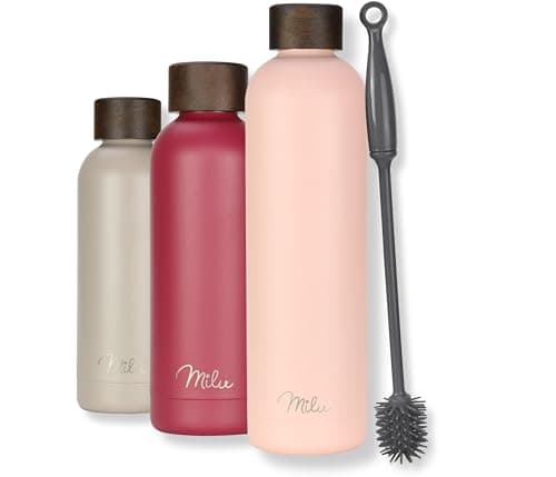 Milu Bouteille 500ml, 750ml, 1 L - d'eau en Acier Inoxydable - Double paroi isolée sous vide - Bouche Gourde Thermo Bouteilles (Rose, 1000ml)