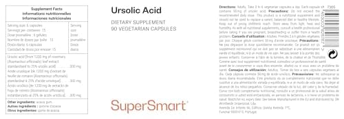 Acide Ursolique - Aide à Préserver la Masse Musculaire - Anti-Inflammatoire Naturel - Anti- âge - Extrait de Feuilles de Néflier du Japon Standardisé à 25% d’Acide Ursolique - Vegan - Supersmart