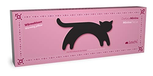 LESCHI Coussin chauffant - Bouillotte micro-ondes - Animal : chat noir - Bouillotte graines de blé bio souple - Idéal pour se réchauffer en hiver et tensions au niveau cou, épaules, nuque