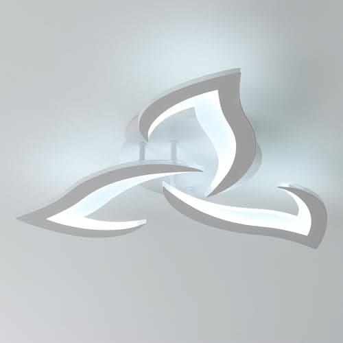Comely Plafonnier LED, Luminaire Plafonnier 58cm 36W, Lustre Salon Moderne, Lampe de Plafond de Pétale pour Salon Chambre Cuisine Salle à Manger, Lumière Blanche Froide 6500K, Blanc