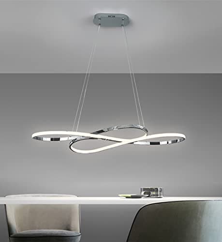 Suspension LED Lampe à Suspension Table à Manger Luminaire à Suspension en Aluminium Dimmable avec Télécommandée,Lustre Réglable en Hauteur, Éclairage pour bureau,salle à manger,restaurant,cuisine