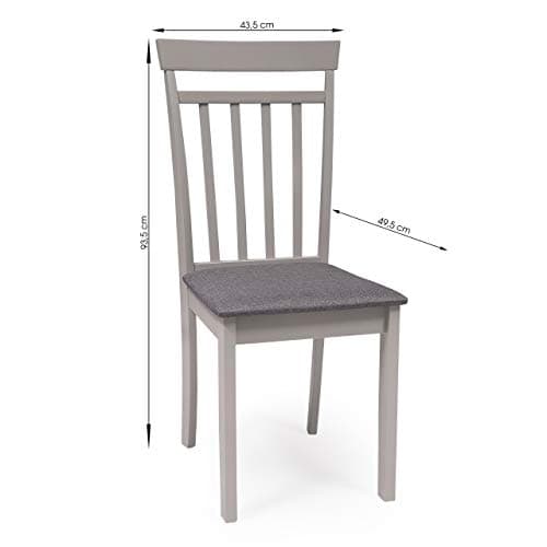 Homely - Pack de 2 chaises de Salle à Manger ou de Cuisine Kansas, Structure en Bois laqué Gris Clair, Assise recouverte de Tissu Gris, 40,5x48,5x89 cm