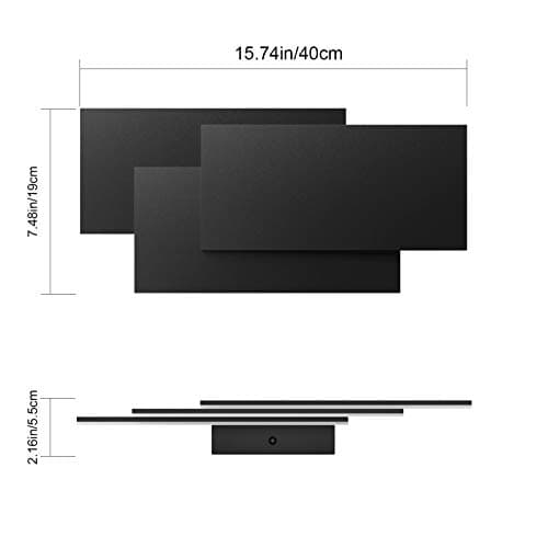Klighten Appliques Murales Interieur LED Lampe 36W 40CM Moderne Applique Murale pour Chambre Maison Couloir Salon Blanc chaud 3000K (Noir)