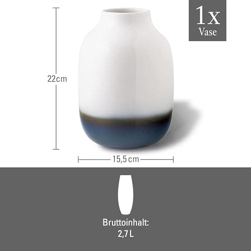 like. by Villeroy & Boch Lave Home Vase Shoulder, 15,5 x 15,5 x 22 cm, Bleu