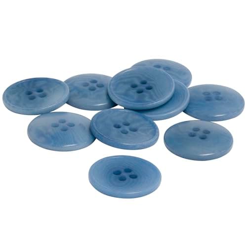 AERZETIX - C74133 - Lot de 10 Boutons à coudre ronds Ø15x2 mm à 4 trous 24L L24 - couleur bleu - en plastique - ouverture 1.5 mm - loisir créatif mercerie couture vêtements