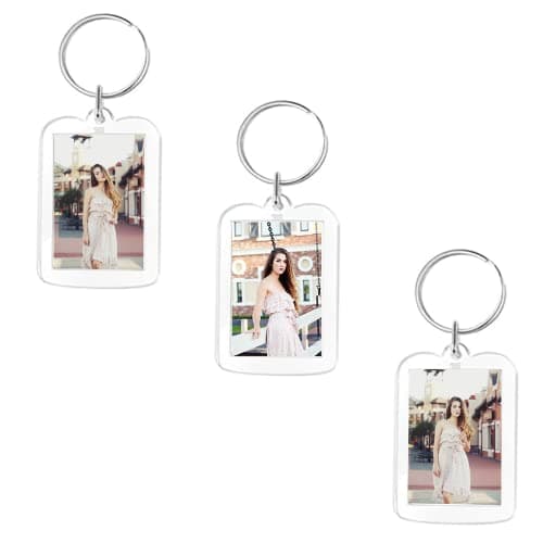 FYACCD 3 Pcs Porte-Clés Photo, Porte-Clé Acrylique Transparent, Personnalisé Porte Clef Photo, Vierge Rectangle Porte-Clés Photo, pour Famille, Des couples, DIY Souvenir 4.8cmx3.5cm