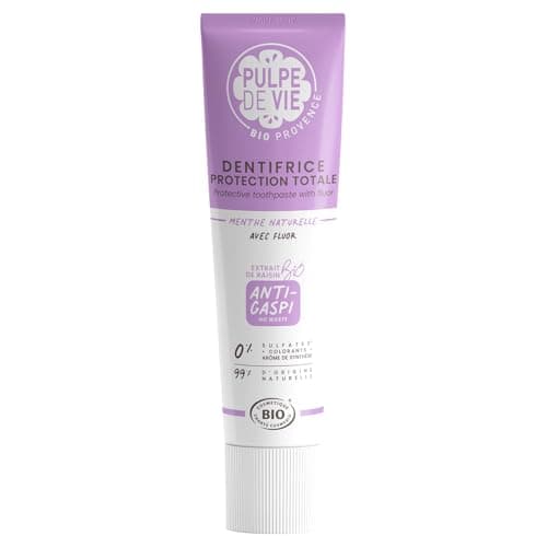 Pulpe de Vie - Dentifrice Certifié BIO Fresh Kiss 75ml - Anti-gaspi !Raisin - Goût Menthe - Bouclier Anti-Caries au Fluor - 99% Ingrédients Naturels - Protection Contre la Plaque Dentaire et le Tartre