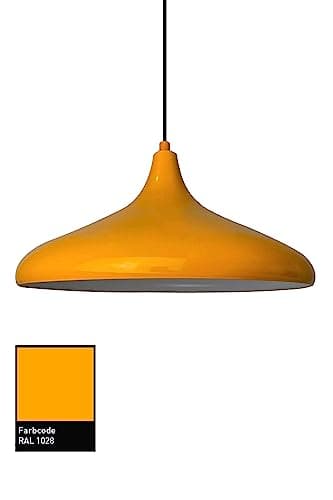 bamyum Champion Suspension Luminaire Vintage, Lustre Salon de 35 cm, Lustre Cuisine en Métal, Lampe E27 Vintage pour Chambre, Suspension Luminaire pour Salle à Manger, Couloir, Jaune Melon