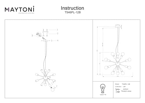 Maytoni T546PL-12B Loft Jackson Suspension Noir