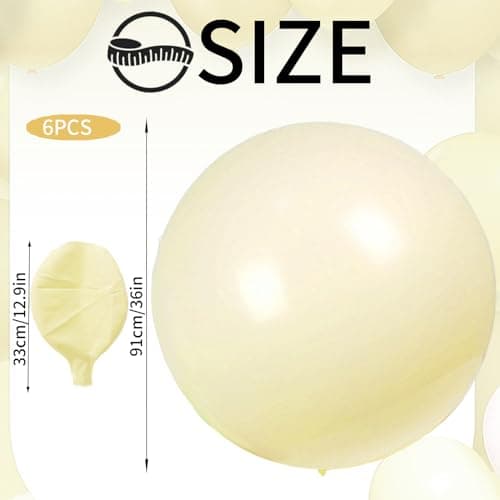 6 Pièces Ballon Géant en Latex, 36 Pouces Grand Décorations Ballon Jaune, Rond Helium Balloon pour Les Festivités de Fête de Mariage Party Carnival Event Décorations (90 cm)