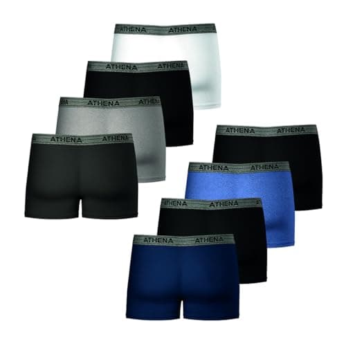 Athena Basic Coton 8A71 sous-vêtement, Gris/Noir/Blanc/Bleu, L Homme