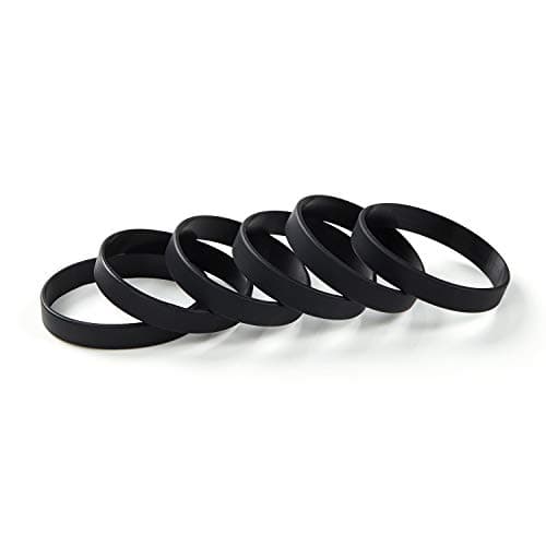 Lot de 6 bracelets en caoutchouc vierges en silicone de couleur unique
