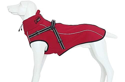 Morezi Veste imperméable pour Chien,col Montant,bandoulière et Ceinture réfléchissante,adaptée aux Chiens de Taille Moyenne et Grande-Rouge-XS