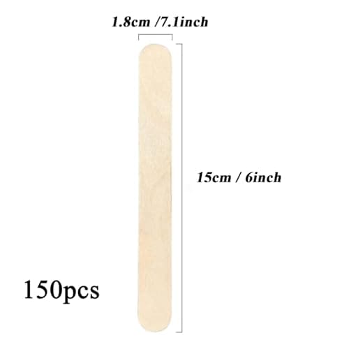 Lot de 150 spatules en bois, différentes spatules en bois, spatules cosmétiques jetables pour l'épilation, avec bords ronds et propres - Idéal également pour les travaux manuels - 1,8 cm x 15 cm