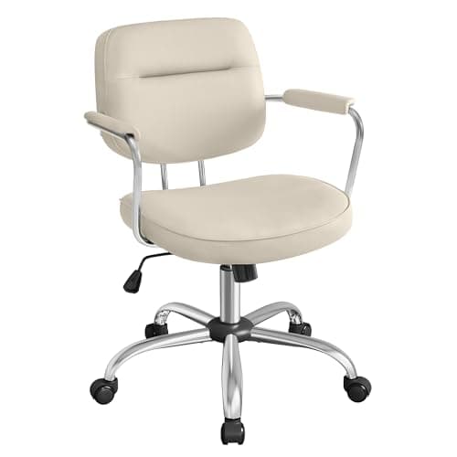SONGMICS Chaise de Bureau, Chaise pivotante, Chaise de Bureau, Ergonomique, accoudoirs individuels, Fonction d'inclinaison, Hauteur réglable, Chambre à Coucher, Bureau, Beige Cappuccino OBG033W01