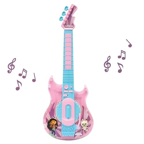 Lexibook, Gabby et la Maison Magique, Guitare électronique avec Micro et Lunettes pour Chanter avec Style, 2 Modes de Jeu, Mélodies de démonstration, Effets Lumineux, Rose/Bleu, K260GDH