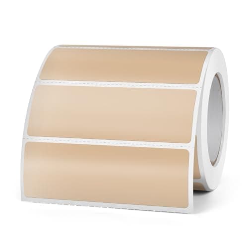 FINDAT Brun Étiquette Thermique 76 X 25 mm Rouleau Vinyle Autocollant Étiquette d'imprimante Rectangulaire Imperméable pour le Bureau DIY Design Code à Barres ExpéDition 500 Pièces