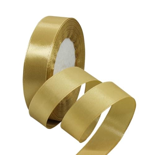 Ruban de satin doré de 15 mm de large, 22 m de long, pour emballage cadeau, bricolage, artisanat, bouquets, projets de couture, fabrication de nœuds, décorations d'anniversaire et de mariage