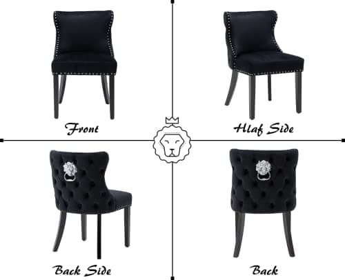 Wahson Lot de 4 Chaises Salle à Manger en Velour Chaise de Cuisine Moderne en Pieds Bois Massif, Chaises de Salon Rembourrées Cuisine/Salon/Restaurant,Bleu