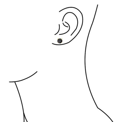 Boucles D'Oreilles 2Ct Noire Zircone Solitaire Aaa Cz Pour Hommes Pour Femmes Plaqué Or 14K .925 Argent Sterling 8Mm