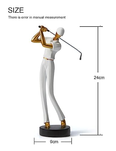 Amoy-Art Golfeur Figurine Statue Golf Arts Décor Moderne Cadeau Sculpture Maison Décoration Résine Blanc 24cm