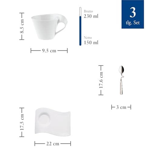 Villeroy & Boch New Wave Caffè ensemble de tasses à cappuccino, 3 pièces