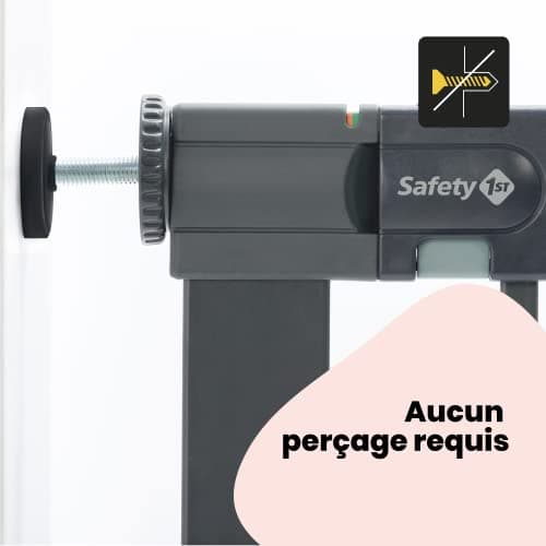Safety 1st Barrière de Sécurité pour Bébé Extensible à Fermeture Facile, Barrière d'Escalier à Fixation par Pression sans Percer (également utilisable pour les animaux domestiques), gris