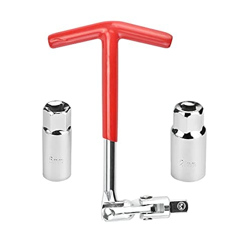 AFASOES Cle a Bougie 16/21MM Flexible Clés à Bougie Clé à Douille à Poignée en T Clé à Bougie d'Allumage Cle a Bougie Moto Clé à Bougie Articulée avec 2 Douilles pour Bougie d'Allumage pour Voiture