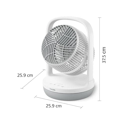 PHILIPS Ventilateur de table oscillant série 2000. Puissant et ultra-silencieux. 23 dB. Circulation de l'air. Inclinaison réglable à 180°. Pour la maison et le bureau. CX2050, Blanc