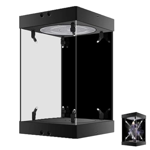 Dtyubfg Vitrine Acrylique avec Base Noire, - avec Plateau Tournant Lumières LED - Assembler la boîte à poussière de la boîte Acrylique de comptoir pour l'action Figurines Jouets, Collectibles -30 cm